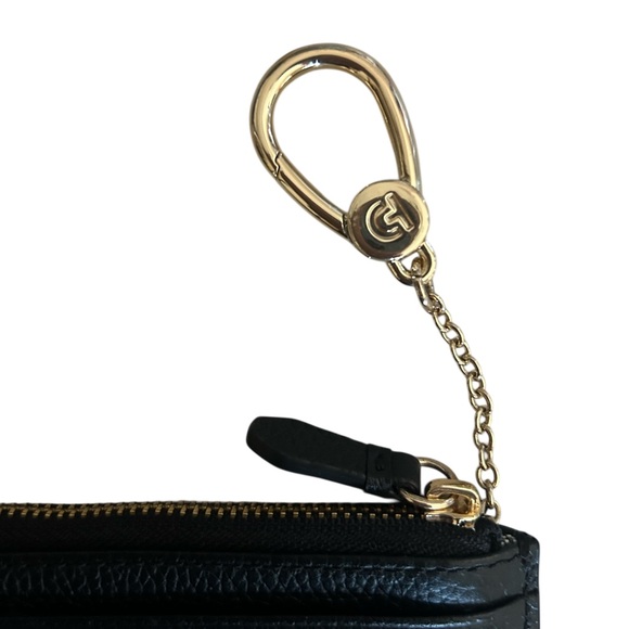 Cole Haan Black Pebbled Leather Card Case with Key Clip - Picture 4 of 6